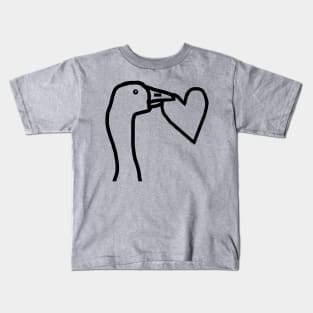 Portrait of a Gaming Goose Stealing a Heart Valentines Day Line Drawing Kids T-Shirt